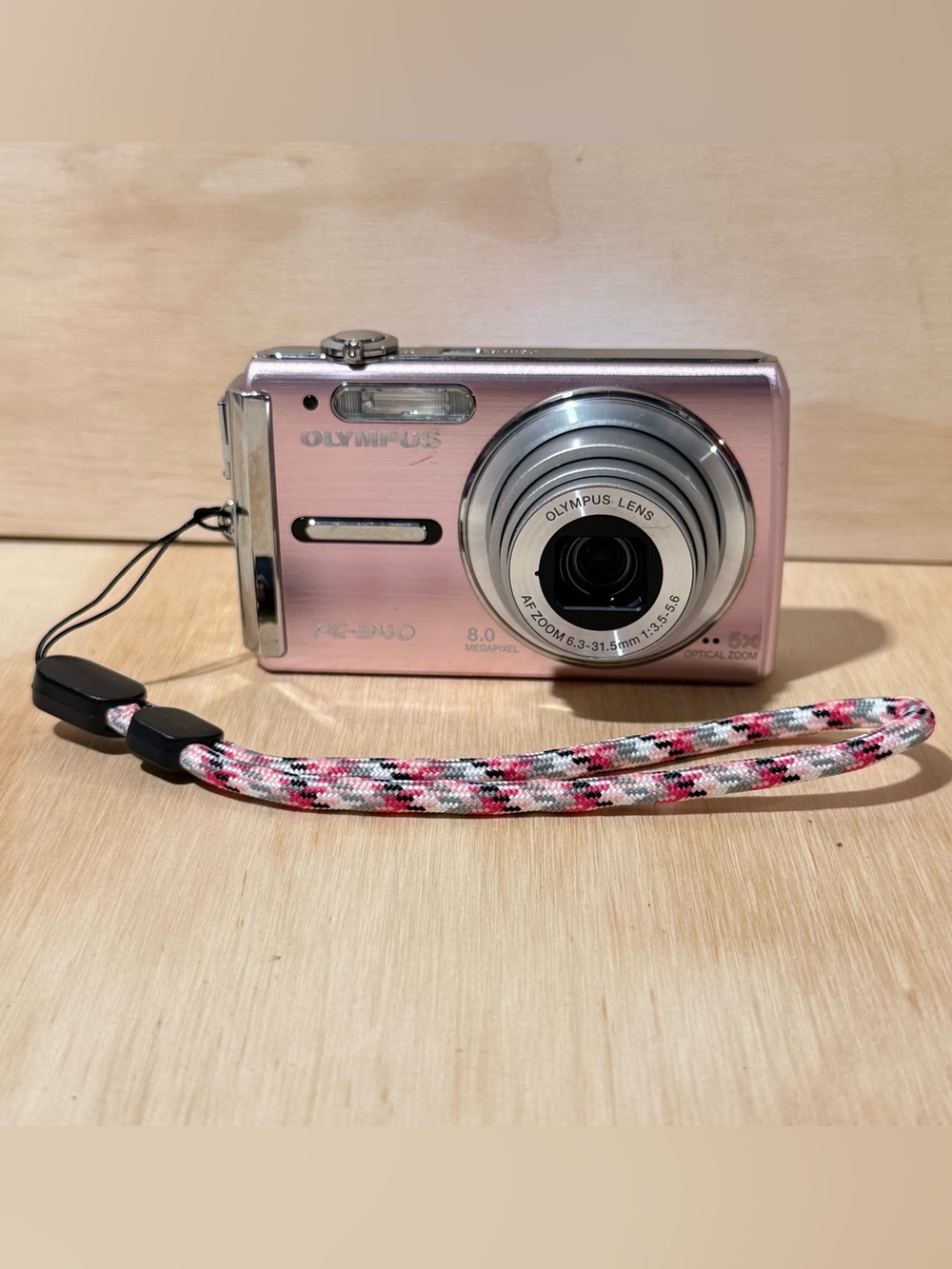 Olympus FE-340 Pink Digital Camera 8MP Tested Good w/Bat-Charg-SDCard-Box Read!
